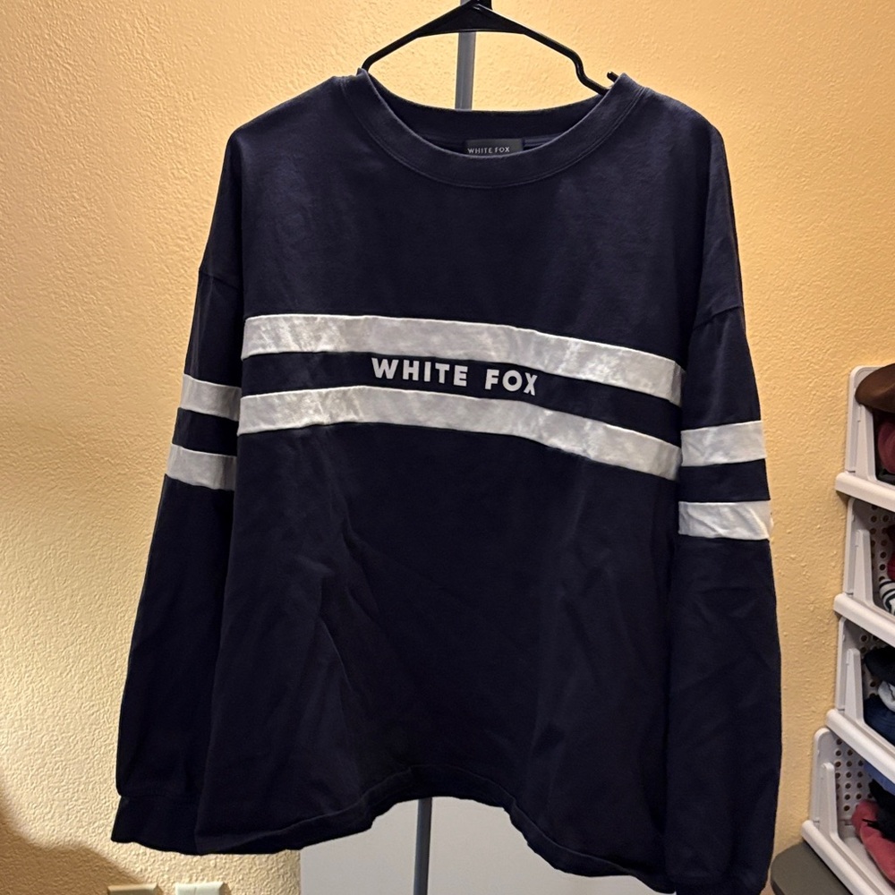 White Fox Navy Long Sleeve with Stripes